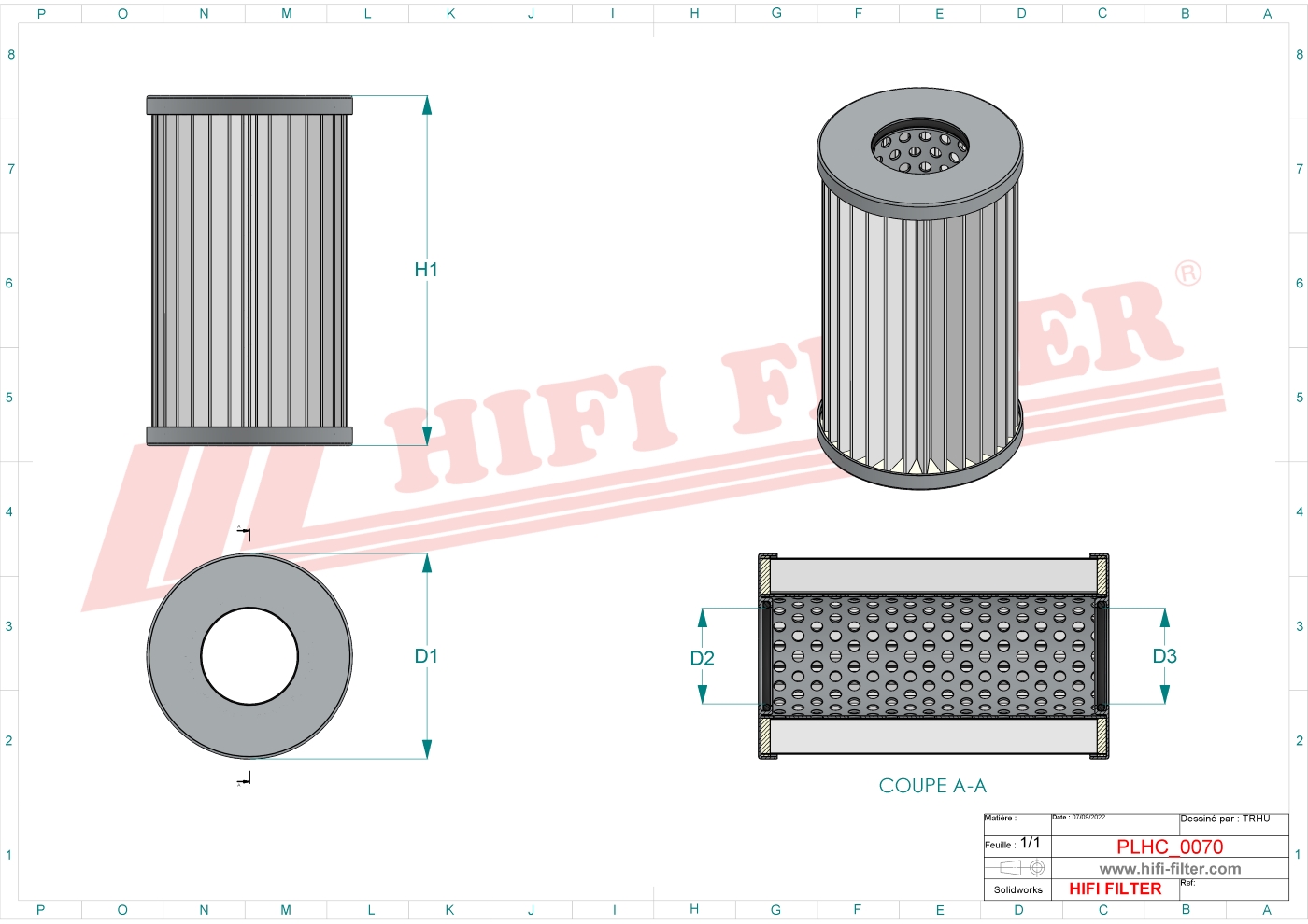 Schema tecnico Filtro idraulico 10044538 per trattori e macchine agricole
