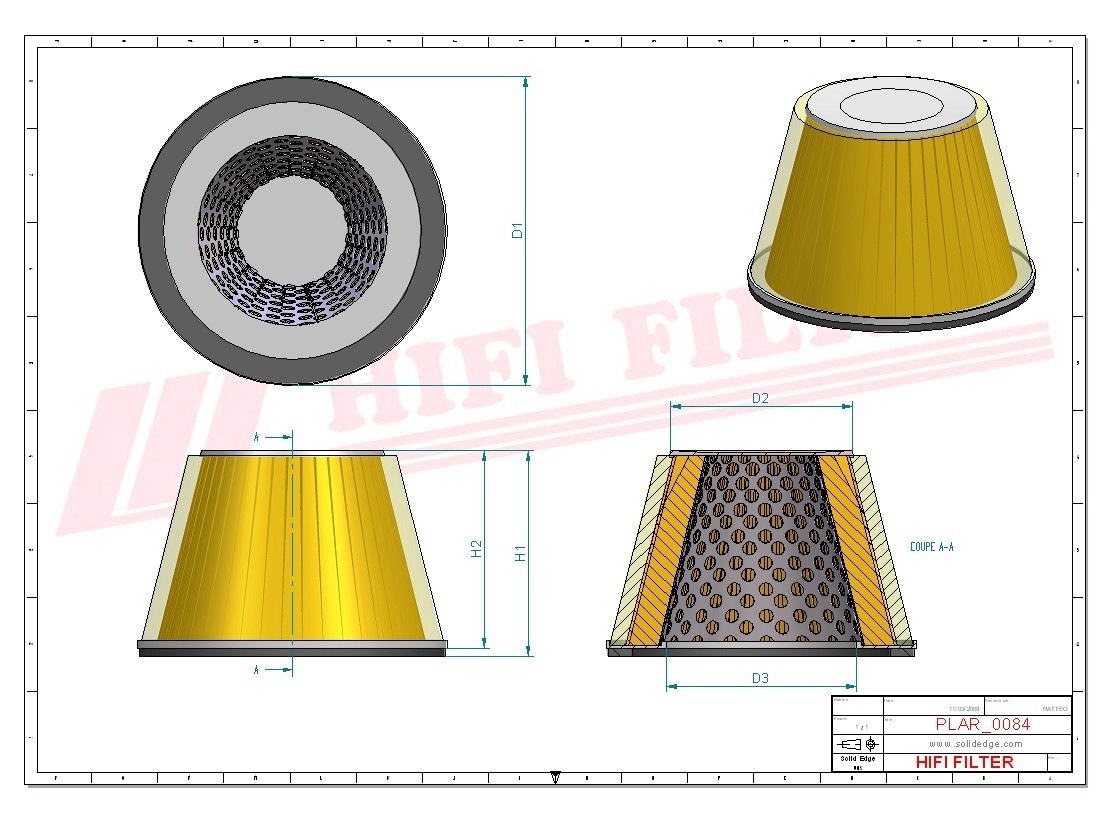 Schema tecnico Filtro aria