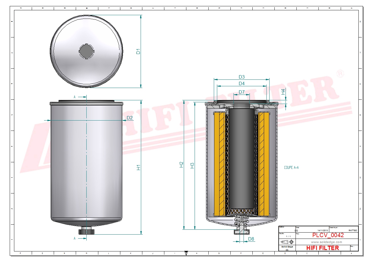 Schema tecnico Filtro carburante